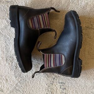 Blundstone Chelsea Boots Original dark Brown Leather Stripes Womens US 8